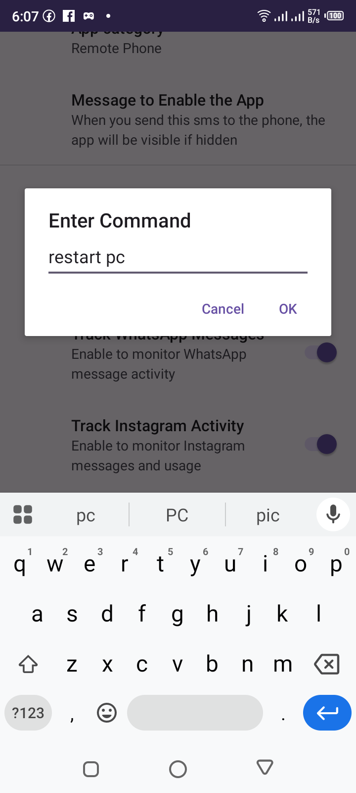 Remote Control Android app screenshot